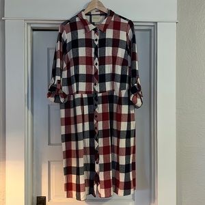 Plaid flannel a-line shirt dress